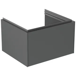 IDEAL STANDARD CONCA - toaletní skříňka 600x505x370 mm, antracitově matný lak, 1 zásuvka - bez úchytky, plný výsuv, otevírání push-to-open, SoftClosing, předem smontovaná, dřevo z udržitelných zdrojů #T4577Y2 - antracitově matný
