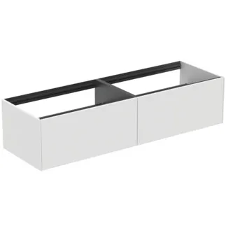 IDEAL STANDARD CONCA - toaletní skříňka 1585x505x360 mm v bílém matném laku, 2 zásuvky - bez úchytky, s plným výsuvem, otevírání push-to-open, SoftClosing, předem smontovaná, dřevo z udržitelných zdrojů #T3984Y1 - Bílá matná
