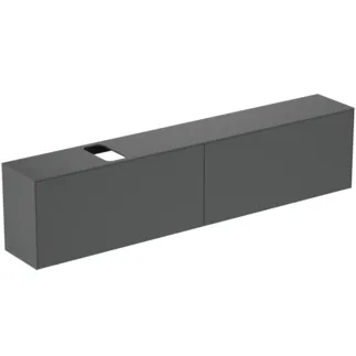 IDEAL STANDARD CONCA - toaletní skříňka 2387x373x550 mm, antracitově matný lak, 4 zásuvky - bez úchytky, plný výsuv, otevírání push-to-open, SoftClosing, předem smontovaná, dřevo z udržitelných zdrojů #T4340Y2 - antracitově matný