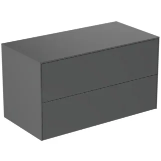IDEAL STANDARD CONCA - toaletní skříňka 1002x505x550 mm, antracitově matný lak, 2 zásuvky - bez úchytky, plný výsuv, otevírání push-to-open, SoftClosing, předem smontovaná, dřevo z udržitelných zdrojů #T4323Y2 - antracitově matný