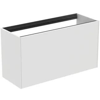 IDEAL STANDARD CONCA - Toaletní stolek 1000x373x540 mm v bílém matném laku, 2 zásuvky - bez úchytky, plný výsuv, otevírání push-to-open, SoftClosing, předem smontované, dřevo z udržitelných zdrojů #T3997Y1 - Bílý matný