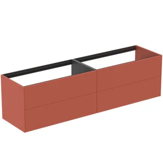 IDEAL STANDARD CONCA - Toaletní stolek 1985x505x540 mm v matném laku Sunset, 4 zásuvky - bez úchytky, plný výsuv, otevírání push-to-open, SoftClosing, předmontované, dřevo z udržitelných zdrojů #T3993Y3 - Sunset matt