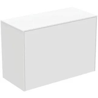 IDEAL STANDARD CONCA - Toaletní stolek 802x373x550 mm v bílém matném laku, 2 zásuvky - bez úchytky, plný výsuv, otevírání push-to-open, SoftClosing, předem smontovaný, dřevo z udržitelných zdrojů #T4318Y1 - Bílý matný