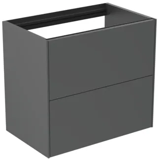 IDEAL STANDARD CONCA - toaletní stolek 600x373x540 mm, antracitově matný lak, 2 zásuvky - bez úchytky, plný výsuv, otevírání push-to-open, SoftClosing, prostorově úsporný, předem smontovaný, dřevo z udržitelných zdrojů #T4354Y2 - antracitově matný