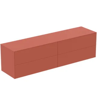 IDEAL STANDARD CONCA - Toaletní stolek 1987x505x550 mm v matném laku Sunset, 4 zásuvky - bez úchytky, plný výsuv, otevírání push-to-open, SoftClosing, předmontované, dřevo z udržitelných zdrojů #T4326Y3 - Sunset matt