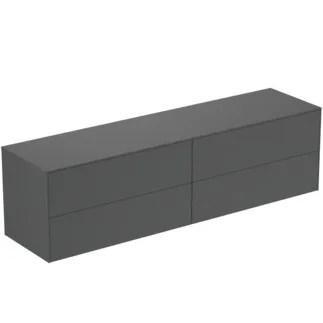 IDEAL STANDARD CONCA - toaletní skříňka 1987x505x550 mm, antracitově matný lak, 4 zásuvky - bez úchytky, s plným výsuvem, otevírání push-to-open, SoftClosing, předem smontovaná, dřevo z udržitelných zdrojů #T4326Y2 - antracitově matná