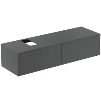 IDEAL STANDARD CONCA - toaletní skříňka 1587x505x370 mm, antracitově matný lak, 4 zásuvky - bez úchytky, plný výsuv, otevírání push-to-open, SoftClosing, předem smontovaná, dřevo z udržitelných zdrojů #T3983Y2 - antracitově matný