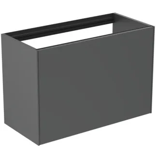 IDEAL STANDARD CONCA - toaletní stolek 800x373x540 mm, antracitově matný lak, 2 zásuvky - bez úchytky, plný výsuv, otevírání push-to-open, SoftClosing, předmontováno, dřevo z udržitelných zdrojů #T3994Y2 - Antracitově matný
