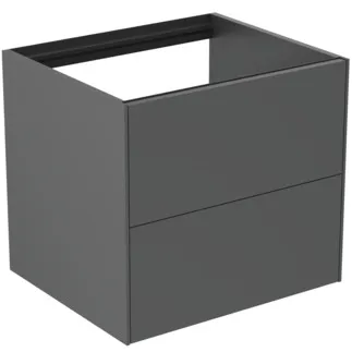 IDEAL STANDARD CONCA - toaletní skříňka 600x505x540 mm, antracitově matný lak, 2 zásuvky - bez úchytky, plný výsuv, otevírání push-to-open, SoftClosing, předem smontovaná, dřevo z udržitelných zdrojů #T4355Y2 - antracitově matný