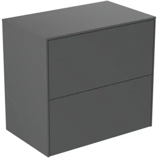 IDEAL STANDARD CONCA - toaletní skříňka 602x373x550 mm, antracitově matný lak, 2 zásuvky - bez úchytky, plný výsuv, otevírání push-to-open, SoftClosing, prostorově úsporná, předem smontovaná, dřevo z udržitelných zdrojů #T4327Y2 - antracitově matný