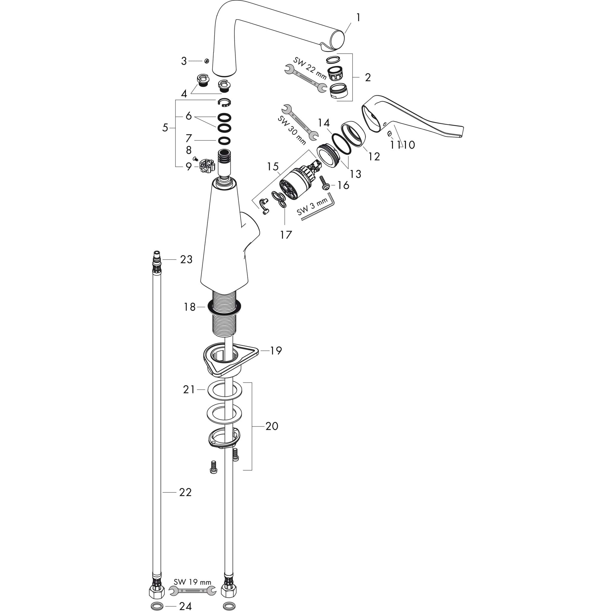 HANSGROHE Metris M71 jednopáková kuchyňská baterie 320, EcoSmart, 1 tryska #14782000