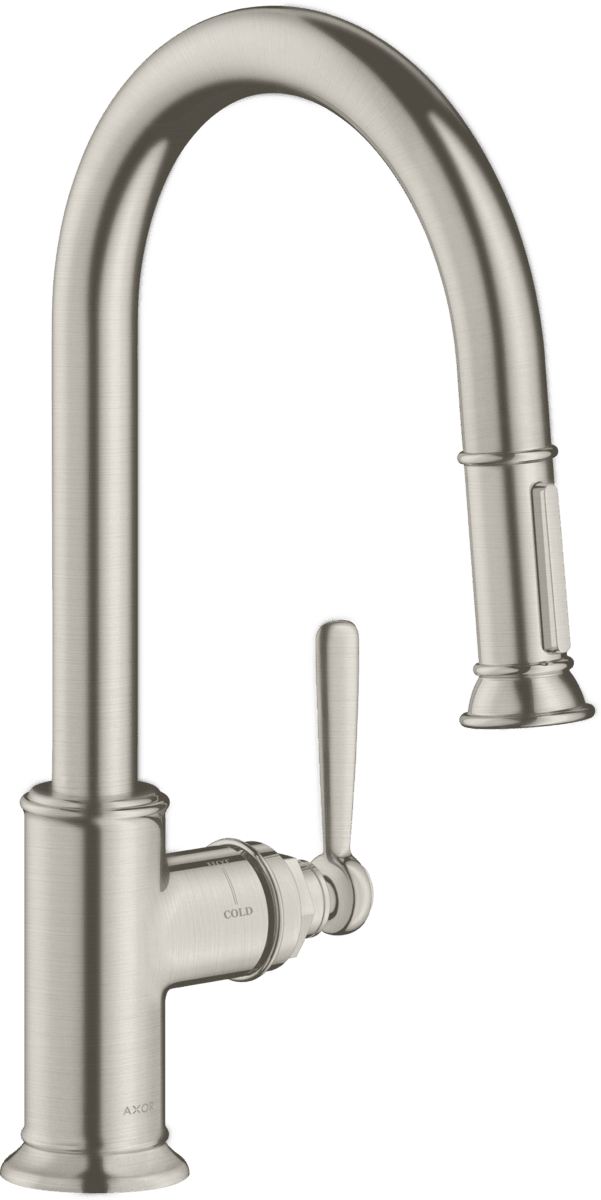 HANSGROHE AXOR Montreux Páková kuchyňská baterie 180 s vytahovací sprškou #16581800 - nerezová ocel
