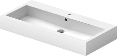 DURAVIT Umyvadlo 045410 Design by Duravit #0454100000 - p Barva 00, Bílá Vysoký lesk, Počet míst pro mytí: 1 Uprostřed, Počet otvorů pro armaturu na jednom umyvadle: 1 Uprostřed, Přepad: Ano, Zespodu glazované 1000 x 470 mm
