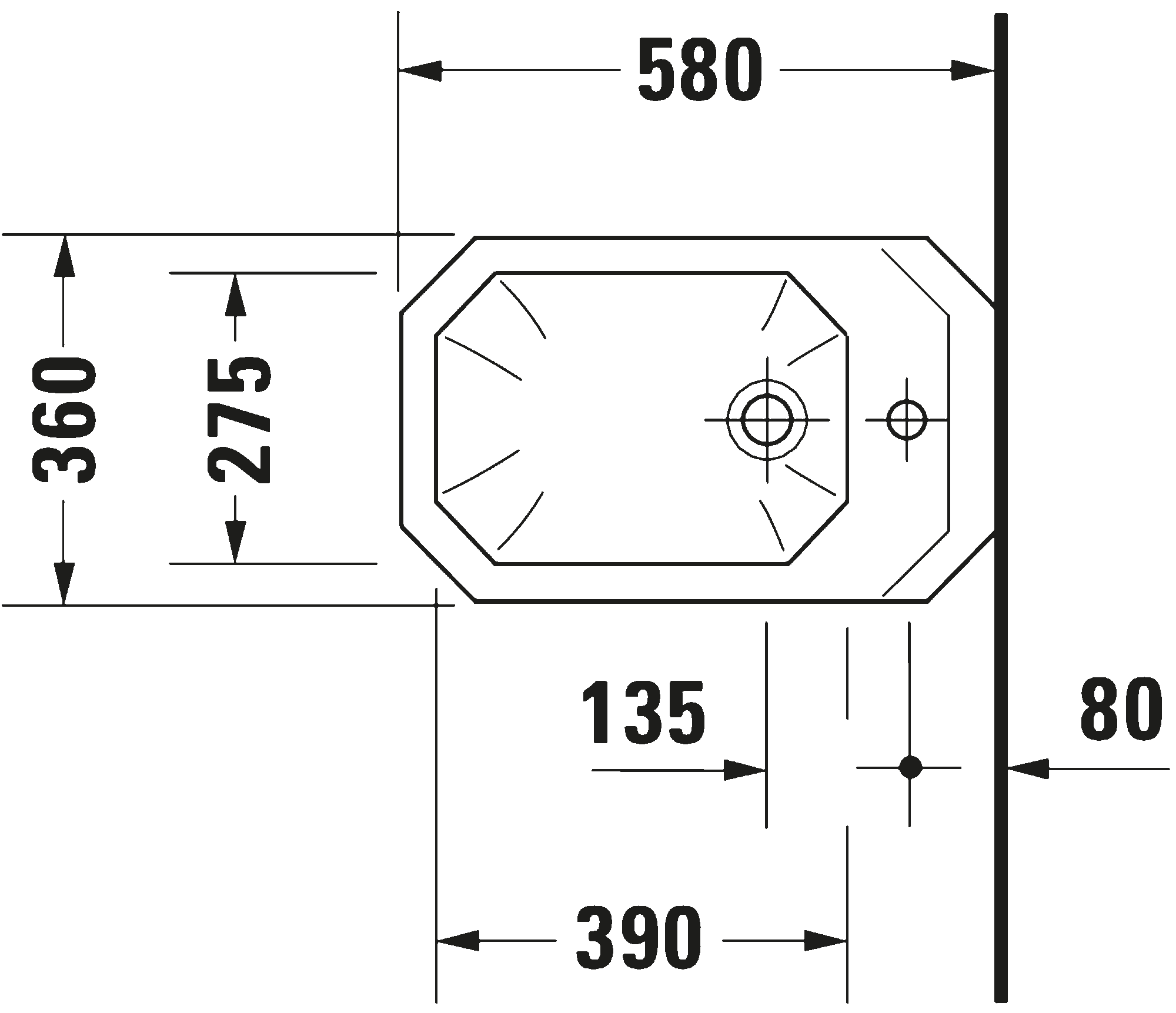 DURAVIT Závěsný bidet 026610 Design by Duravit #02661000001 - Barva 00, Počet otvorů pro armaturu na jednom umyvadle: 1 360 x 585 mm