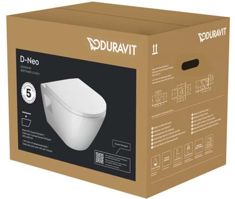 DURAVIT D-Neo závěsné WC se sedátkem SoftClose, Rimless #45780900A1  - bílá