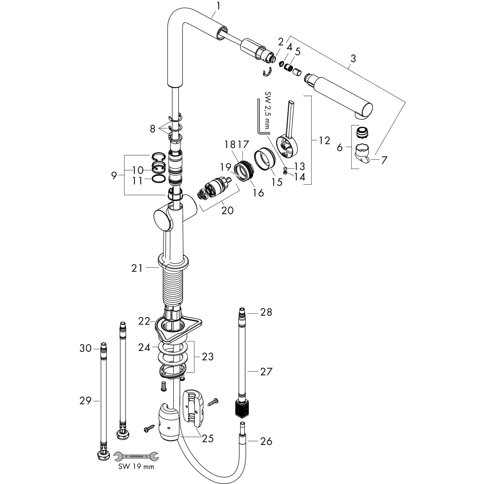 HANSGROHE Talis M54 Páková kuchyňská baterie 270, EcoSmart, vytahovací výtok, 1jet #72845670 - matná černá