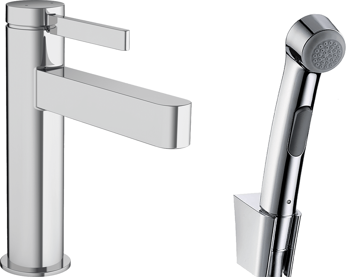 HANSGROHE Finoris Páková umyvadlová baterie 110 s ruční sprchou Bidette a sprchovou hadicí 160 cm #76210000 - chrom