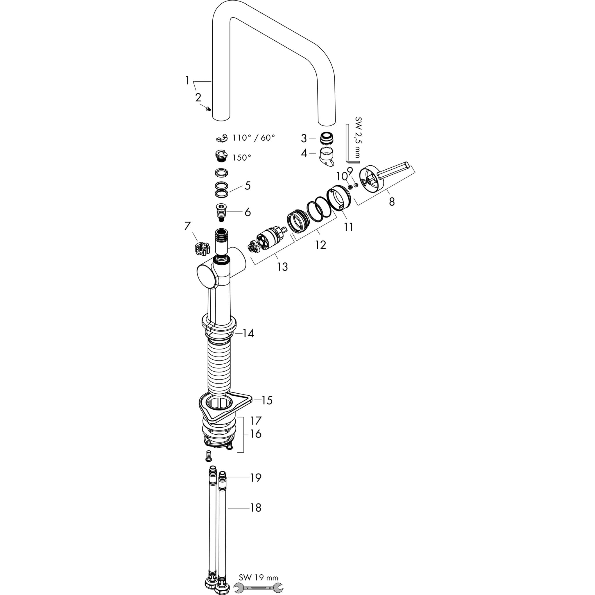 HANSGROHE Talis M54 Páková kuchyňská baterie U 220, EcoSmart, 1jet #72844000 - chrom