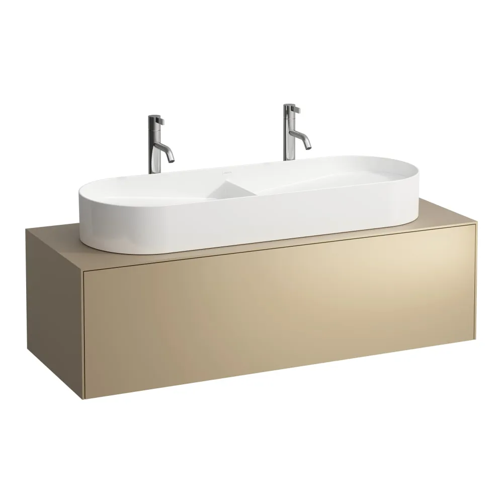 LAUFEN SONAR Skříňka pod umyvadlo, s 1 zásuvkou, pro umyvadlové mísy H812348, H812349, s výřezem uprostřed 1175 x 455 x 340 mm #H4054710340401 - 040 - Zlatá (lak)