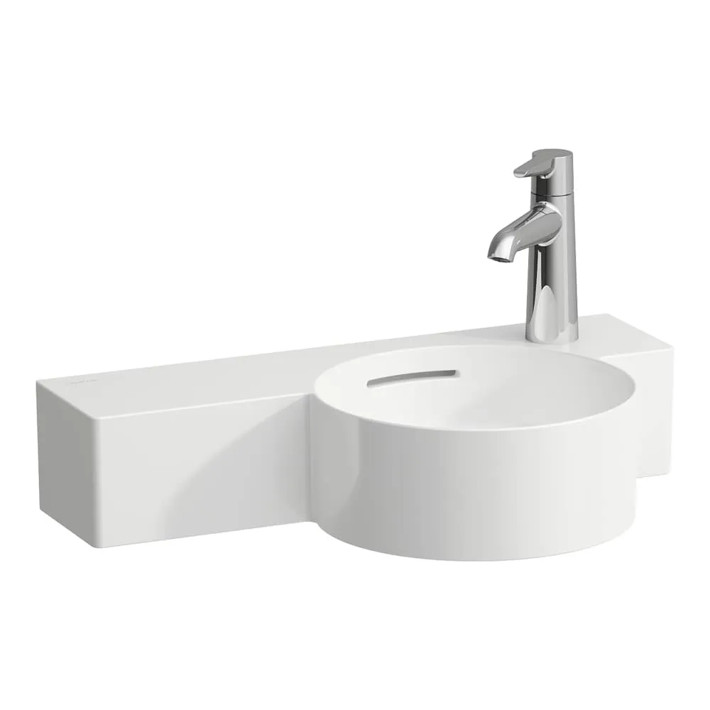 LAUFEN VAL Kulaté umývátko, s odkládací plochou vlevo, řezatelné do 430 mm 550 x 315 x 115 mm #H8152847168131 - 000 - Bílá