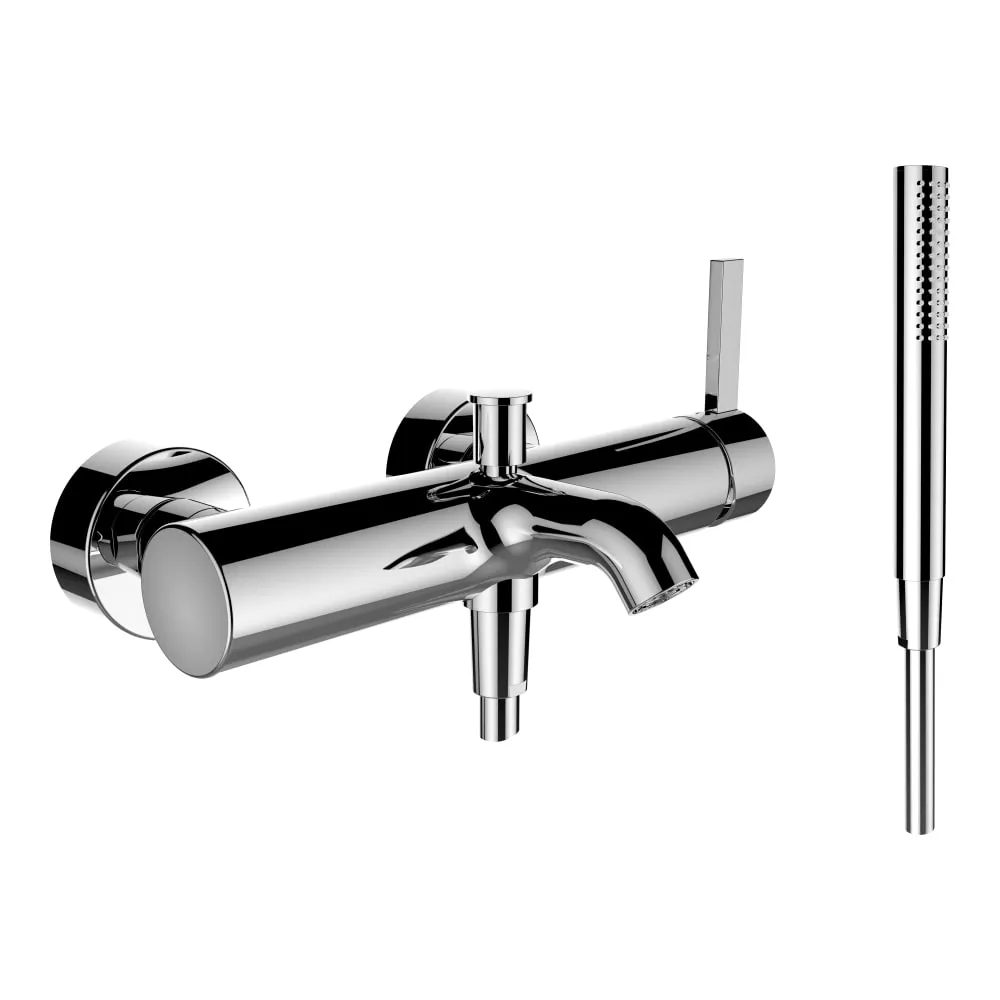 LAUFEN Vanová nástěnná páková baterie, včetně syntetické sprchové hadice 1800 mm a ruční sprchy Twinstick, bez sprchového příslušenství, chrom H3213370041411