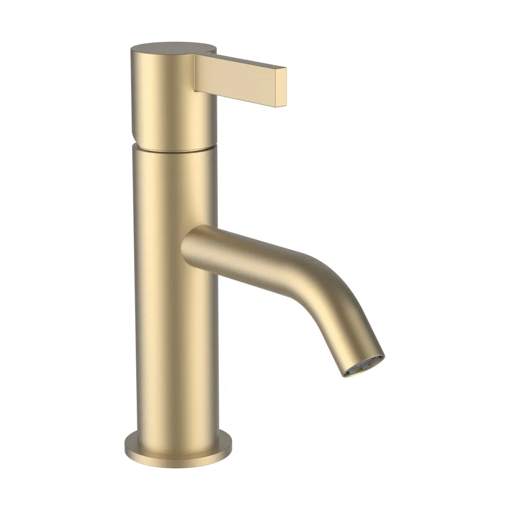 LAUFEN Kartell LAUFEN Umyvadlová stojánková páková baterie, pevný výtok 115 mm, průtok 5,3 l/min, bez automatické výpusti, PVD světle zlatá matná #H3113310831001