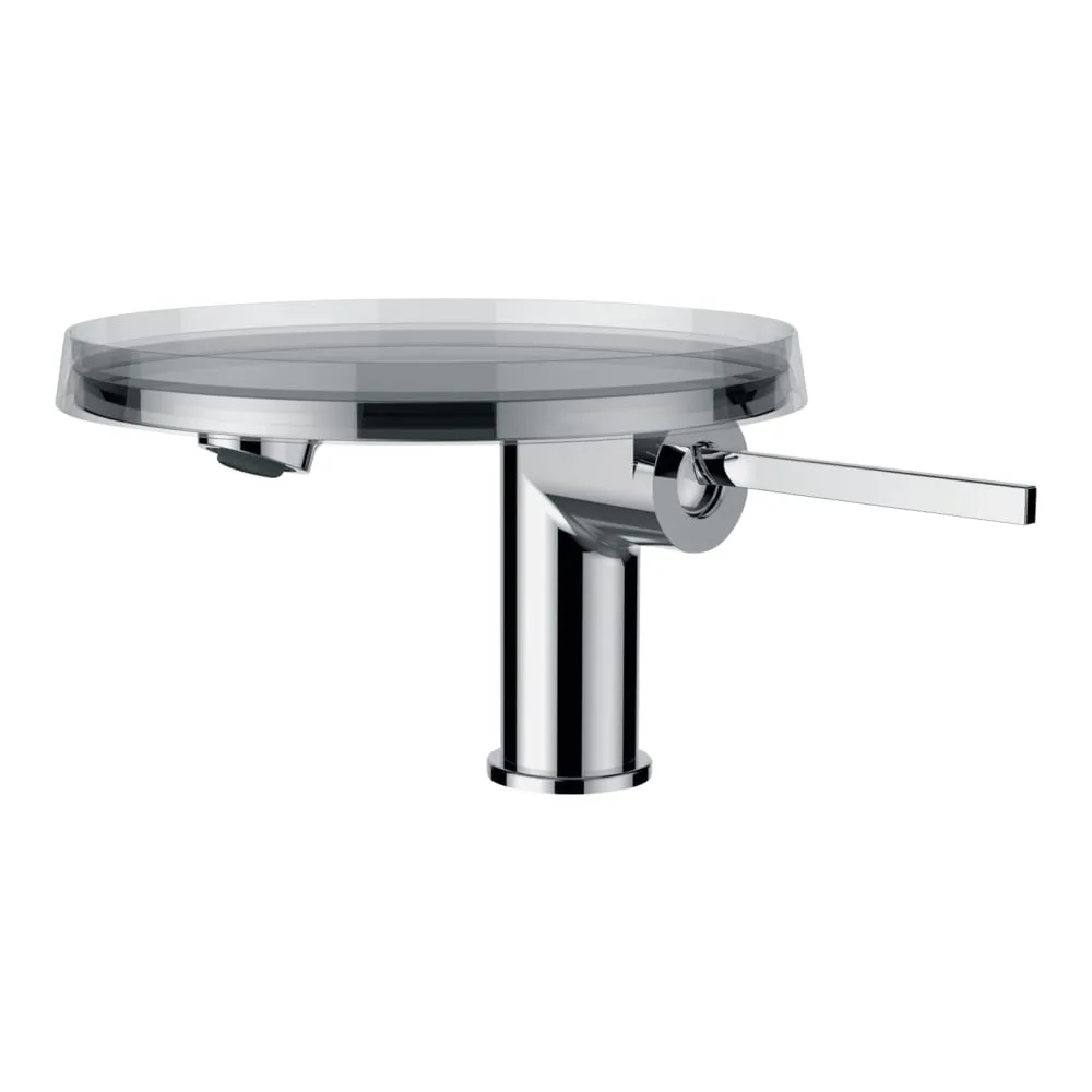 LAUFEN Kartell LAUFEN Umyvadlová stojánková páková baterie (disk), s výtokem 110 mm, průtok 5,7 l/min, vč. 1 plastového disku v provedení transparent, s ovládáním táhla automatické výpusti, bez automatické výpusti, chrom #H3113310041131
