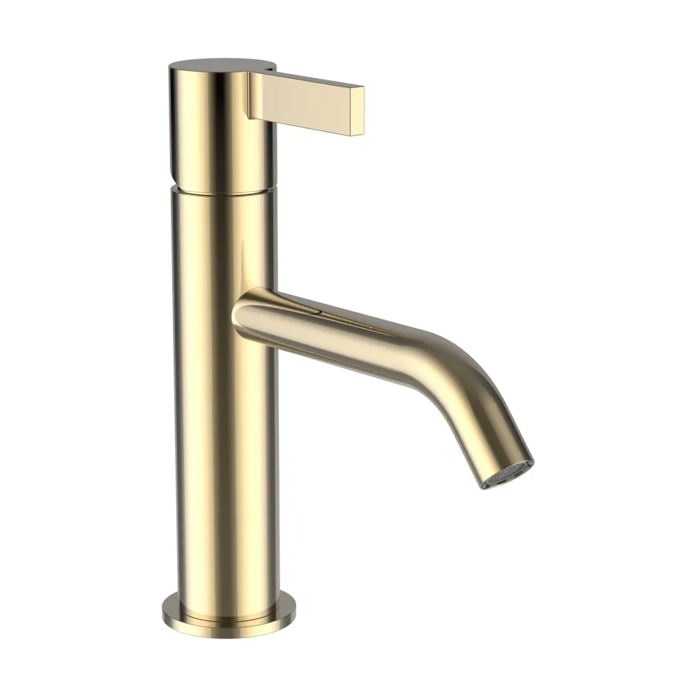 LAUFEN Kartell LAUFEN Umyvadlová stojánková páková baterie, pevný výtok 135 mm, průtok 5,3 l/min, bez automatické výpusti, PVD zlatá lesklá #H3113310011201