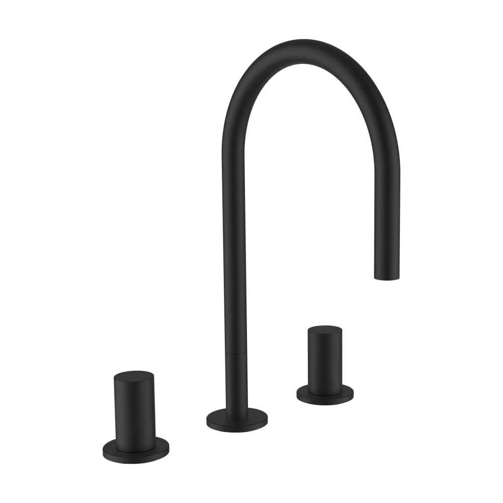 LAUFEN Kartell LAUFEN Umyvadlová stojánková tříotvorová baterie, otočný výtok 165 mm, průtok 5,7 l/min, bez automatické výpusti, PVD titan černá matná #H3123330812201