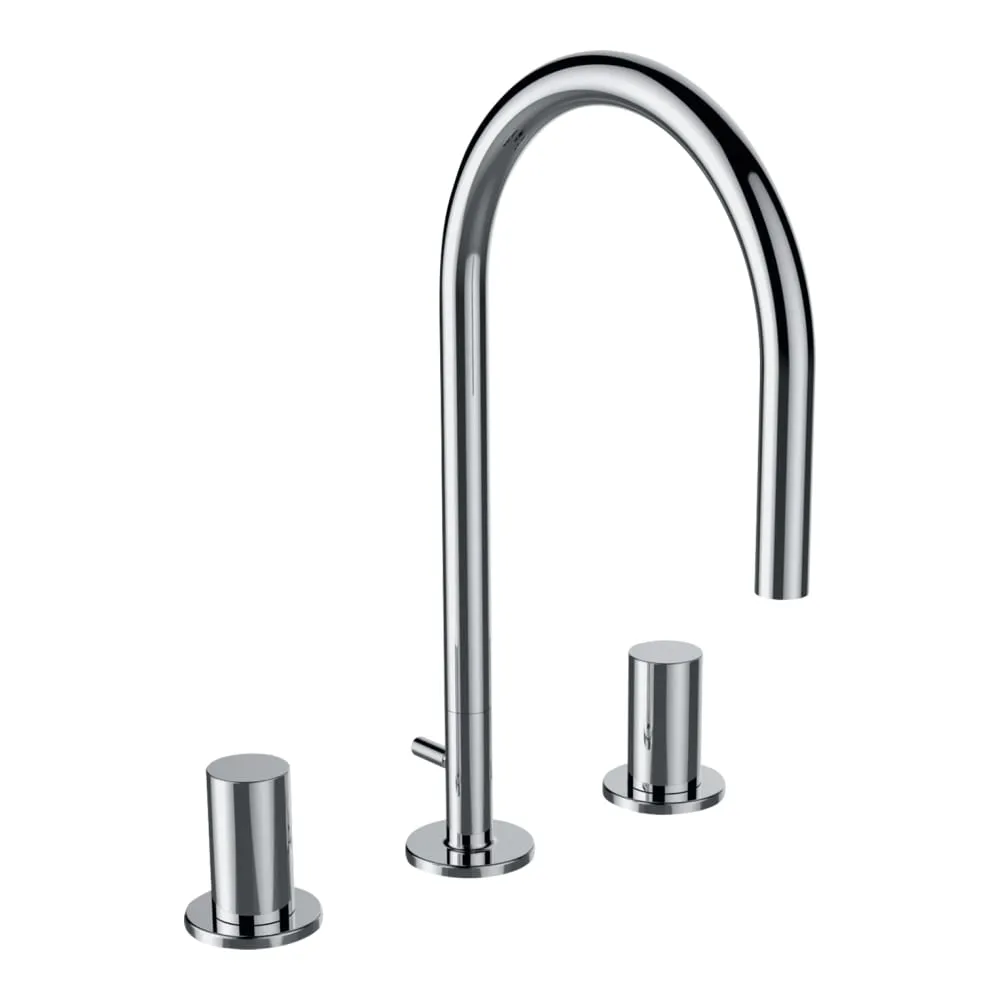 LAUFEN Kartell LAUFEN Umyvadlová stojánková tříotvorová baterie, otočný výtok 165 mm, průtok 5,7 l/min, s automatickou výpustí, chrom #H3123330042211