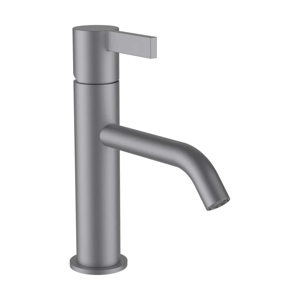 LAUFEN Kartell LAUFEN Umyvadlová stojánková páková baterie, pevný výtok 135mm, průtok 5,3 l/min, bez automatické výpusti, PVD inox kartáčovaná ocel #H3113310901201
