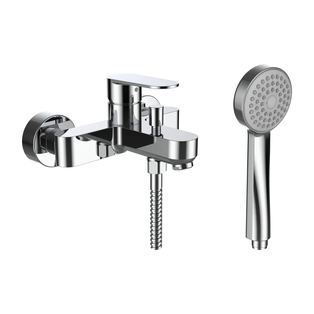 LAUFEN NEJA Vanová nástěnná páková baterie, sprchovou syntetickou hadicí 1600 mm a ruční sprchou Stella 80 mm, chrom #H3215170041311