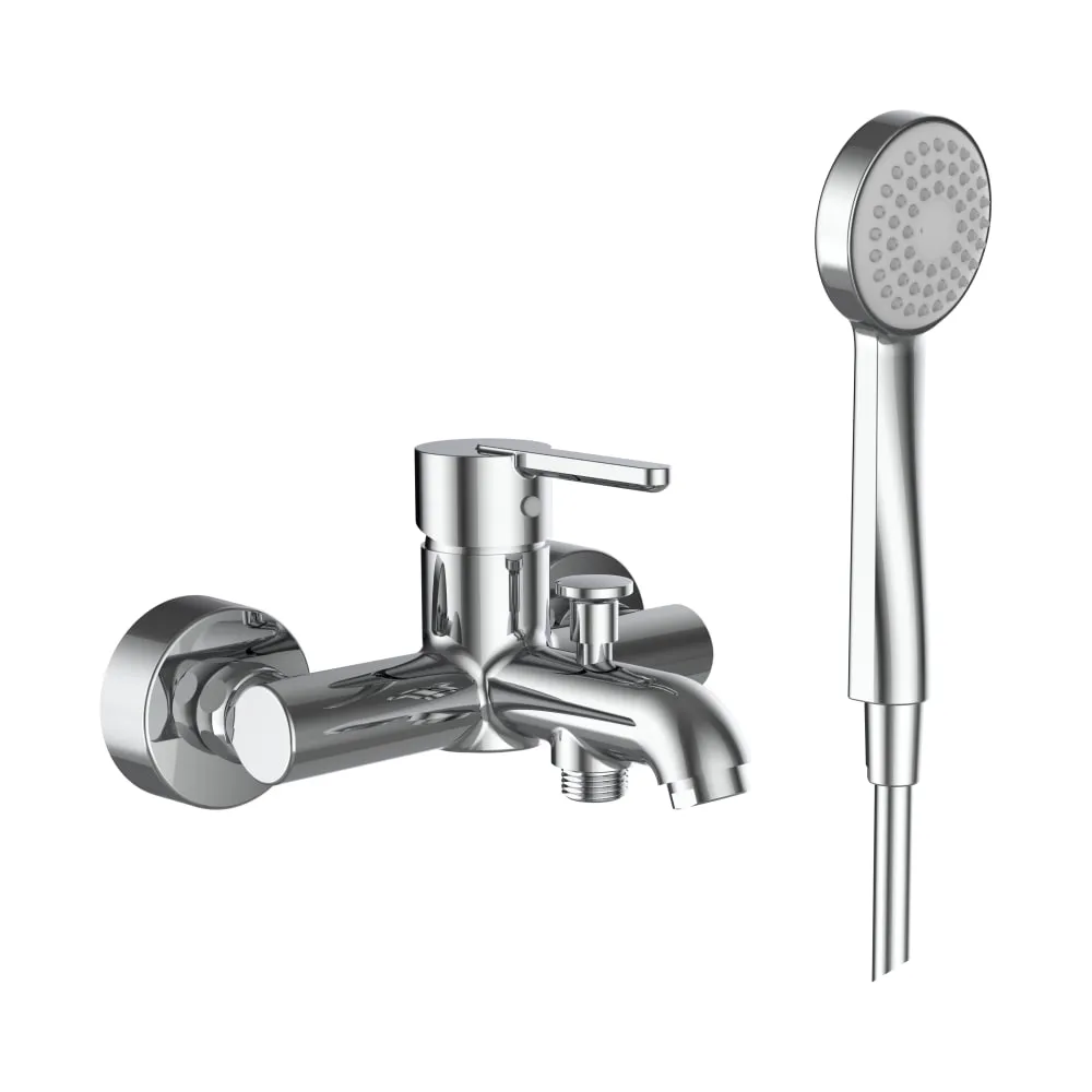 LAUFEN LUA Vanová nástěnná páková baterie s ruční sprchou 80 mm, 1 funkce a syntetickou sprchovou hadicí 1600 mm, chrom #H3210810041311