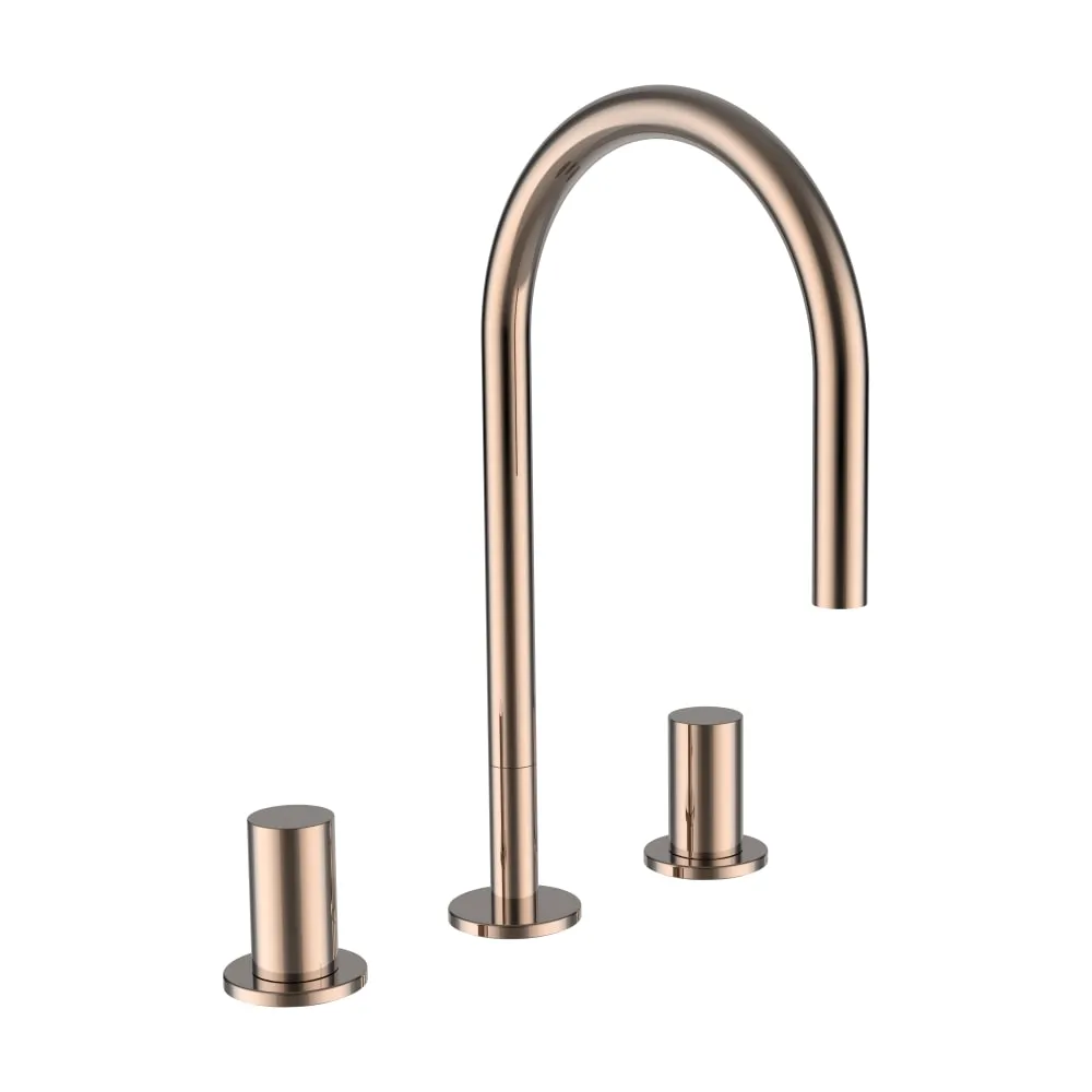 LAUFEN Kartell LAUFEN Umyvadlová stojánková tříotvorová baterie, otočný výtok 165 mm, průtok 5,7 l/min, bez automatické výpusti, PVD zlatorůžová #H3123330822201