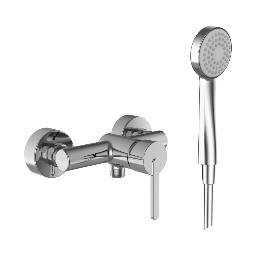 LAUFEN LUA Sprchová nástěnná páková baterie s ruční sprchou 80 mm, 1 funkce a syntetickou sprchovou hadicí 1600 mm, chrom #H3310810041311