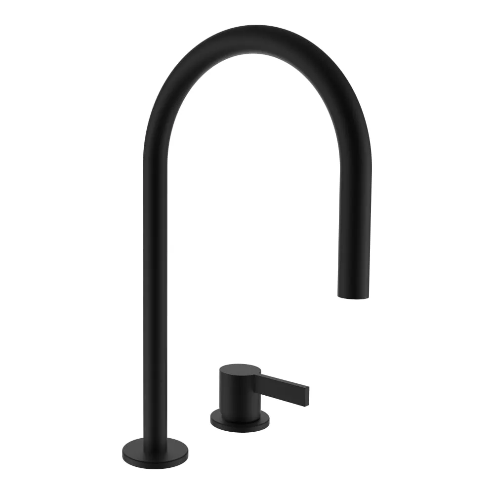 LAUFEN Kartell LAUFEN Umyvadlová stojánková dvouotvorová páková baterie s otočným výtokem 166 mm, průtok 5,3 l/min, bez automatické výpusti, PVD titan černá matná #H3113320812201