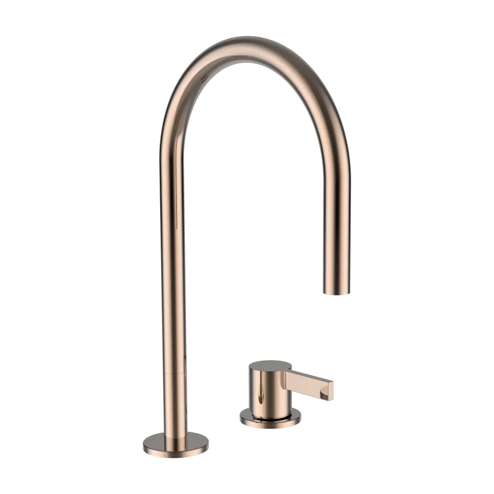 LAUFEN Kartell LAUFEN Umyvadlová stojánková dvouotvorová páková baterie s otočným výtokem 166 mm, průtok 5,3 l/min, bez automatické výpusti, PVD zlatorůžová #H3113320822201