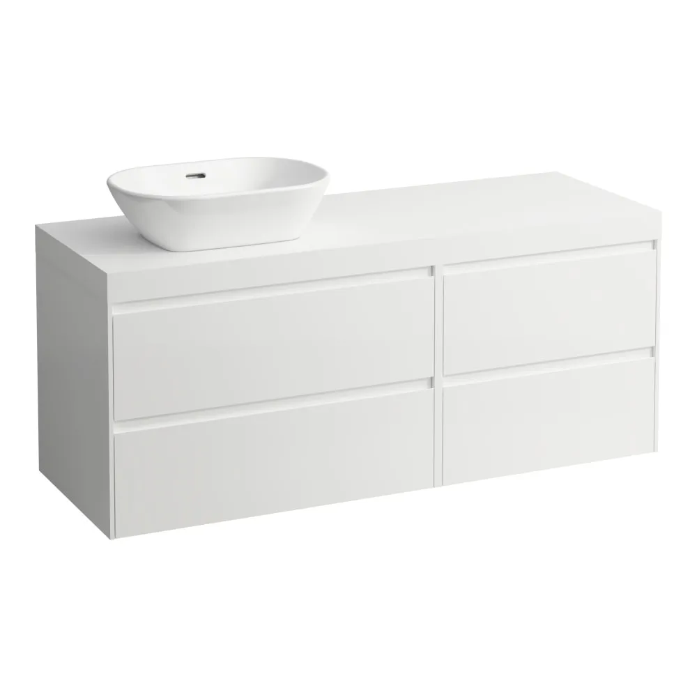 LAUFEN LANI Modulární sestava 1400, umyvadlová deska 65 mm (.260 bílá mat), s výřezem vlevo, se 4 zásuvkami: zásuvkový element 800 levý + zásuvkový element 600 pravý 1370 x 495 x 580 mm #H4045821122671 - 260 - Bílá mat