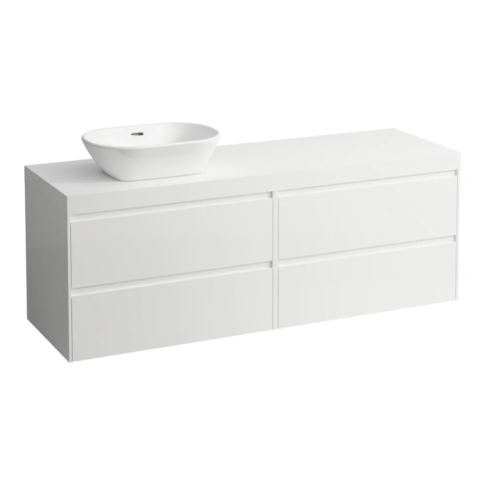 LAUFEN LANI Modulární sestava 1600, umyvadlová deska 65 mm (.260 bílá mat), s výřezem vlevo, se 4 zásuvkami: zásuvkový element 800 pravý + zásuvkový element 800 levý 1570 x 495 x 580 mm #H4045921129901 - 260 - Bílá mat
