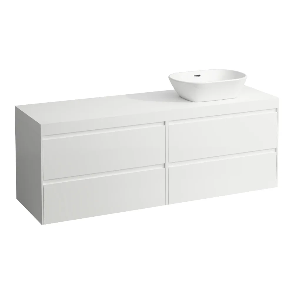 LAUFEN LANI Modulární sestava 1600, umyvadlová deska 65 mm (.260 bílá mat), s výřezem vpravo, se 4 zásuvkami: zásuvkový element 800 pravý + zásuvkový element 800 levý 1570 x 495 x 580 mm #H4045931122671 - 260 - Bílá mat