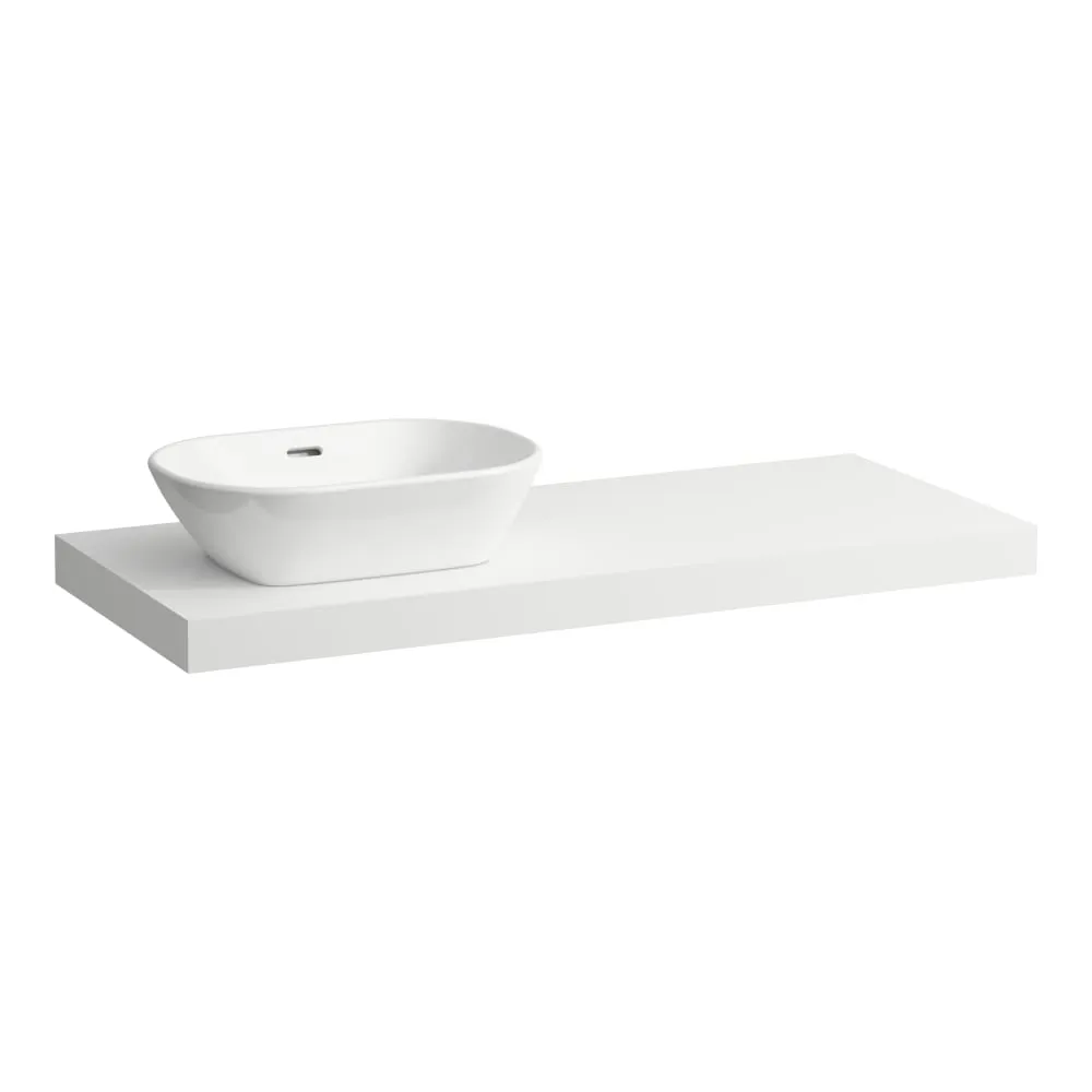 LAUFEN LANI Umyvadlová deska 1200, s výřezem vlevo, tloušťka: 65 mm, vč. 2 nástěnných držáků 1185 x 495 x 65 mm #H4046721122661 - 260 - Bílá mat