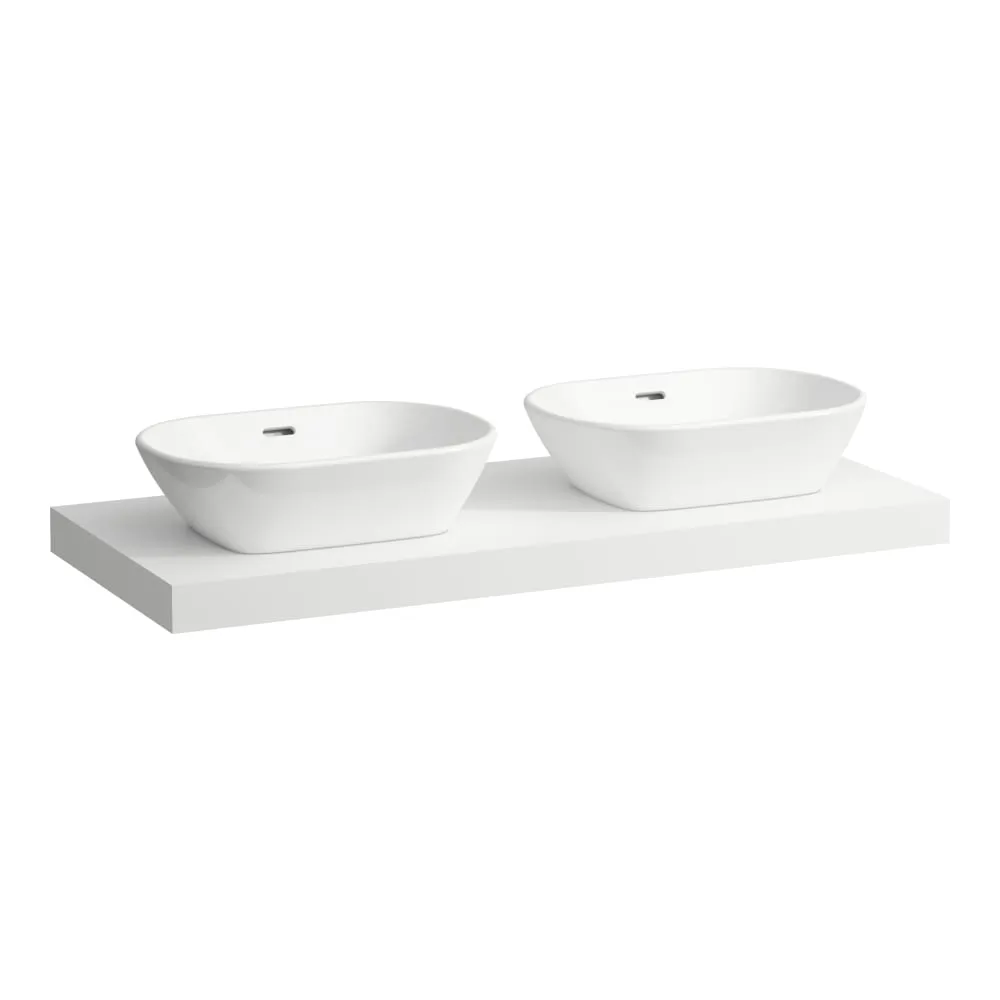 LAUFEN LANI Umyvadlová deska 1200, s výřezy vlevo a vpravo, tloušťka: 65 mm, vč. 2 nástěnných držáků 1185 x 495 x 65 mm #H4046741122601 - 260 - Bílá mat