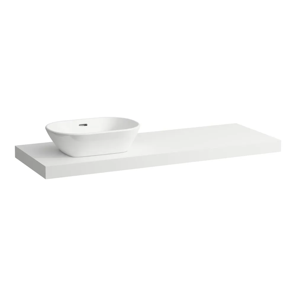 LAUFEN LANI Umyvadlová deska 1400, s výřezem vlevo, tloušťka: 65 mm, vč. 3 nástěnných držáků 1370 x 495 x 65 mm #H4046821122671 - 260 - Bílá mat