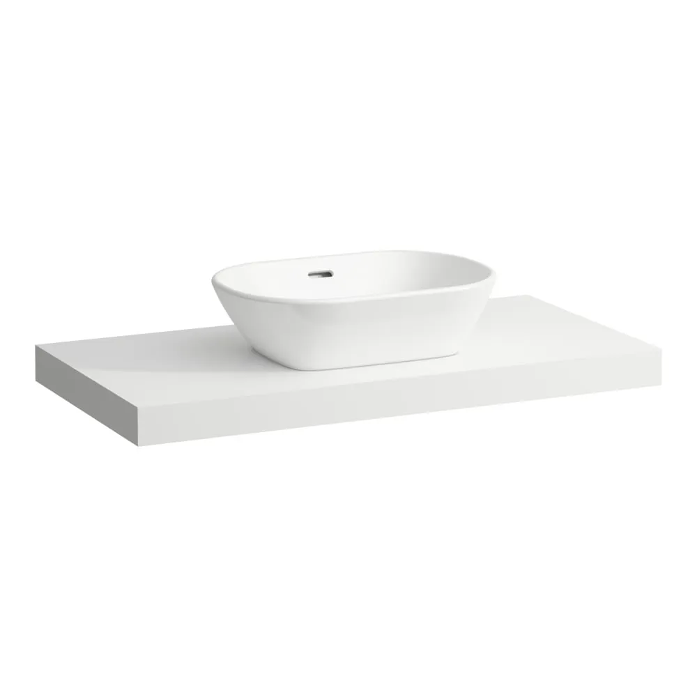 LAUFEN LANI Umyvadlová deska 1000, s výřezem uprostřed, tloušťka: 65 mm, vč. 2 nástěnných držáků 985 x 495 x 65 mm #H4046611122671 - 260 - Bílá mat