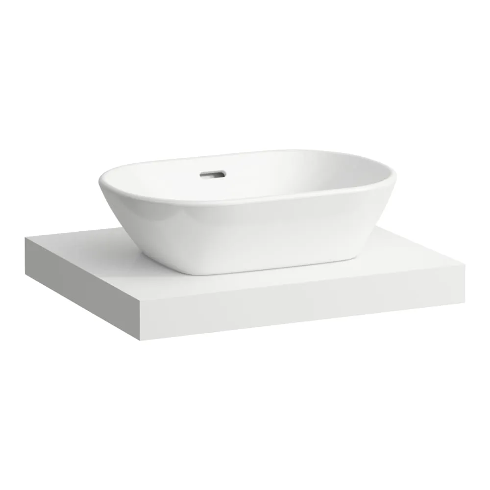 LAUFEN LANI Umyvadlová deska 600, s výřezem uprostřed, tloušťka: 65 mm, vč. 2 nástěnných držáků 585 x 495 x 65 mm #H4046411122601 - 260 - Bílá mat