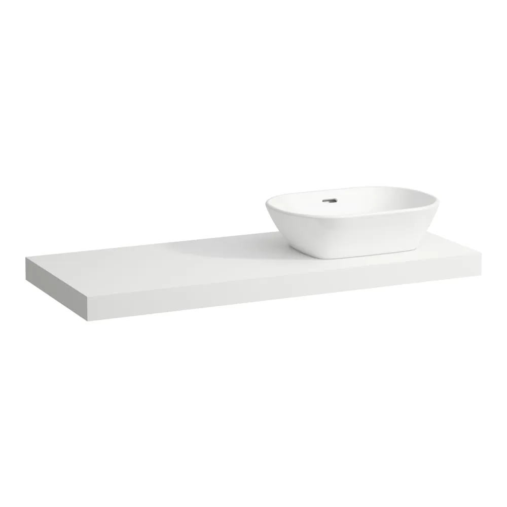 LAUFEN LANI Umyvadlová deska 1200, s výřezem vpravo, tloušťka: 65 mm, vč. 2 nástěnných držáků 1185 x 495 x 65 mm #H4046731122661 - 260 - Bílá mat