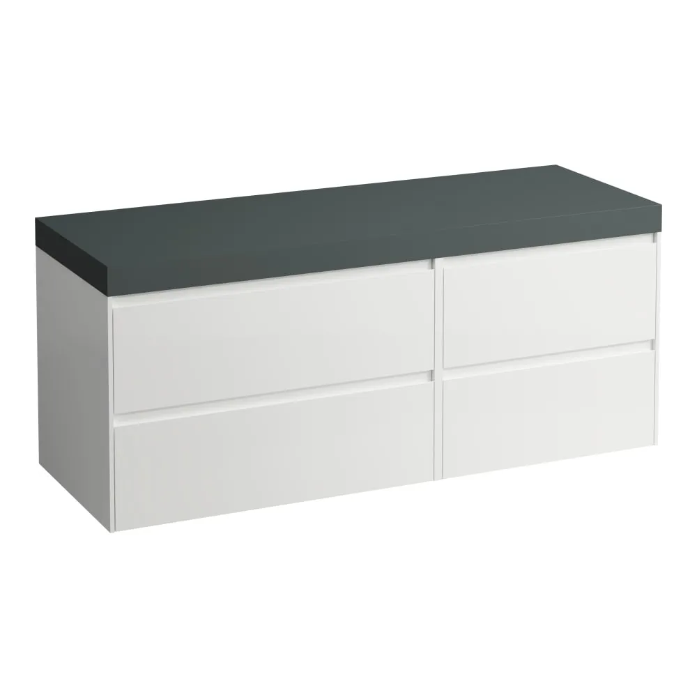 LAUFEN LANI Modulární sestava 1400, umyvadlová deska 65 mm (.266 šedá traffic), bez výřezu, se 4 zásuvkami: zásuvkový element 800 + zásuvkový element 600 1370 x 495 x 580 mm #H4055801129901 - 260 - Bílá mat