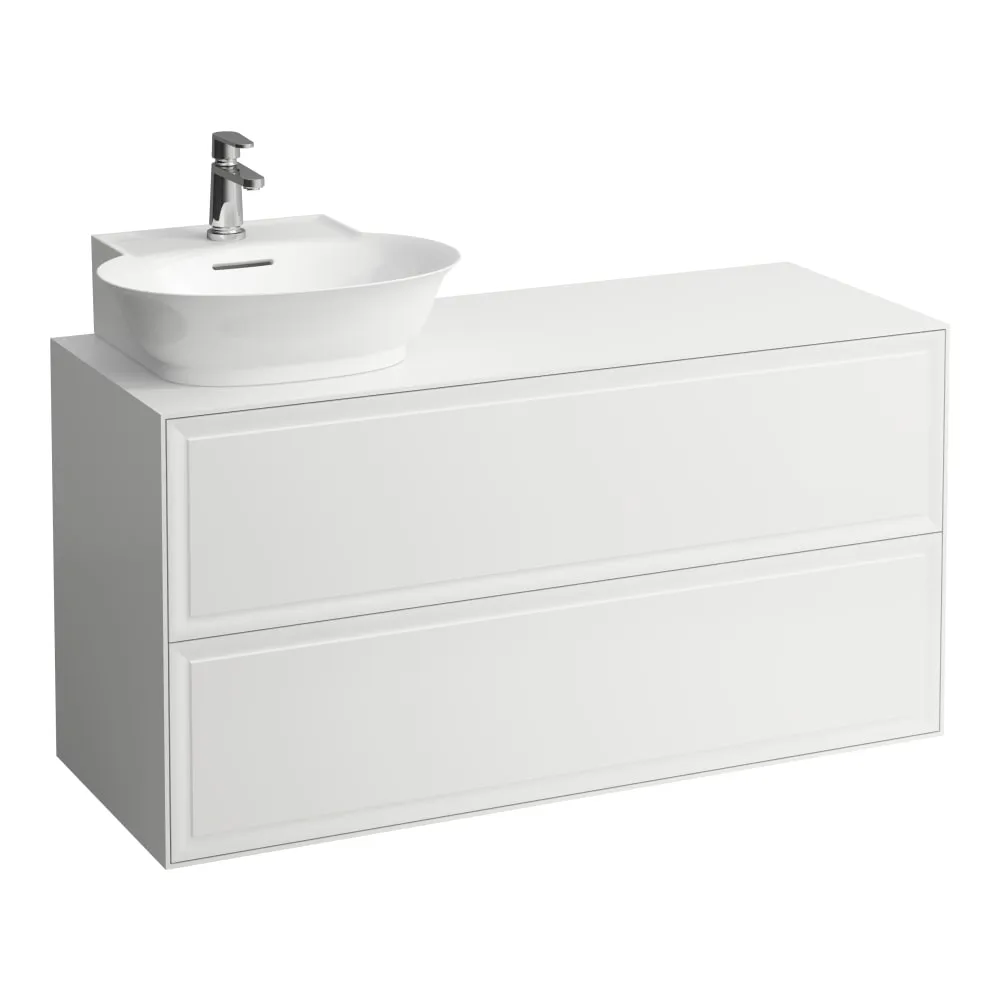 LAUFEN THE NEW CLASSIC Skříňka pod umyvadlo, se 2 zásuvkami, s výřezem vlevo, pro umyvadla H816852 1175 x 455 x 600 mm #H4060870851701 - 170 - Bílá mat