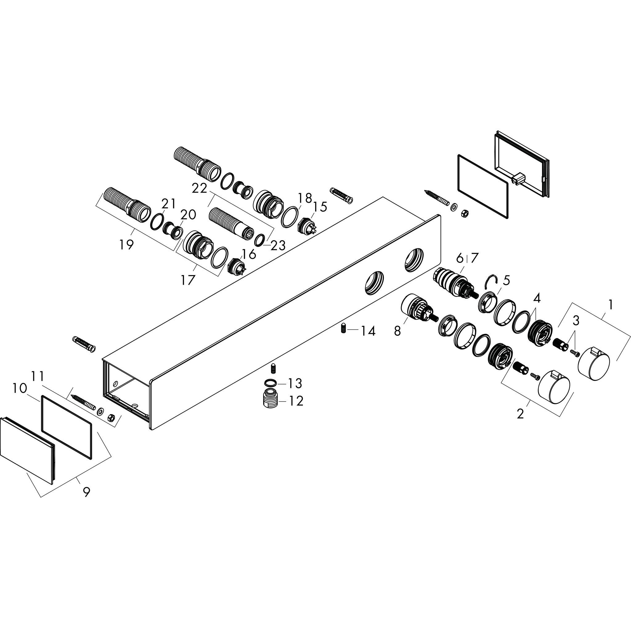 HANSGROHE ShowerTablet sprchový termostat 600 Univerzální povrchová montáž pro 2 spotřebiče #13108000