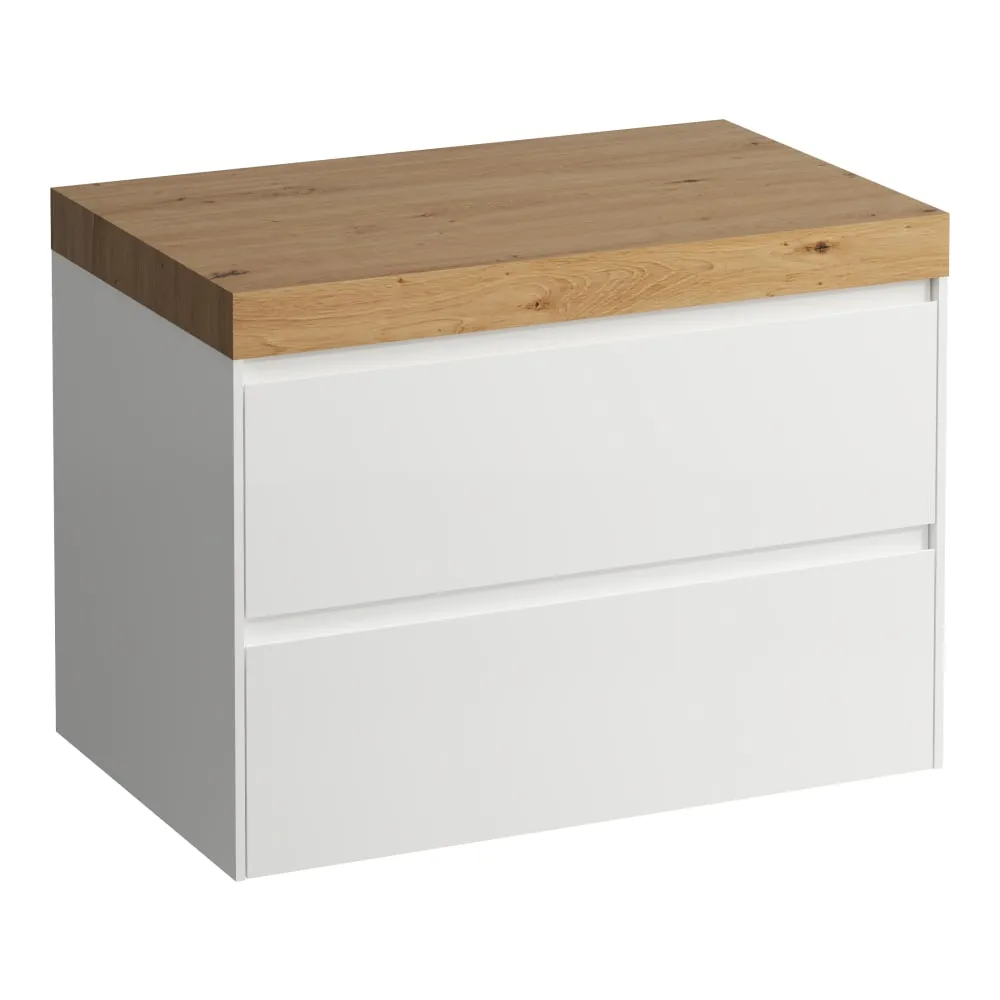 LAUFEN LANI Modulární sestava 800, umyvadlová deska 65 mm (.267 divoký dub), bez výřezu, se 2 zásuvkami 785 x 495 x 580 mm #H4065501129991 - 260 - Bílá mat